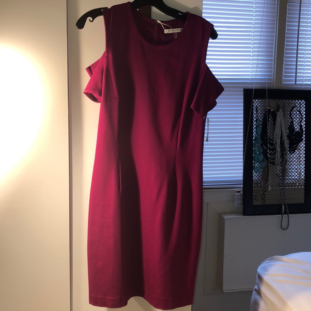 Gorgeous dark red/purple cut out shoulder dress 10